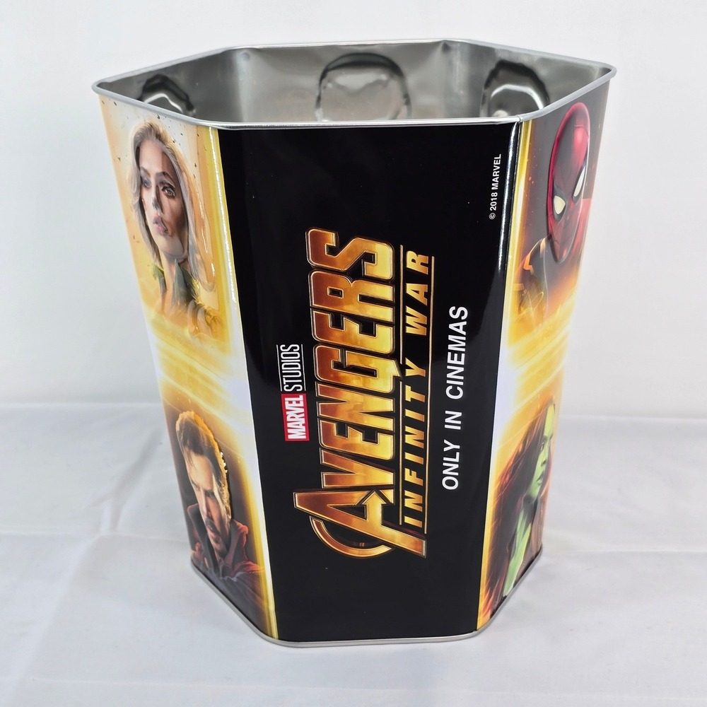 Marvel Avengers Infinity War Movie Popcorn Tin '18 Embossed Metal Bucket Hexagon